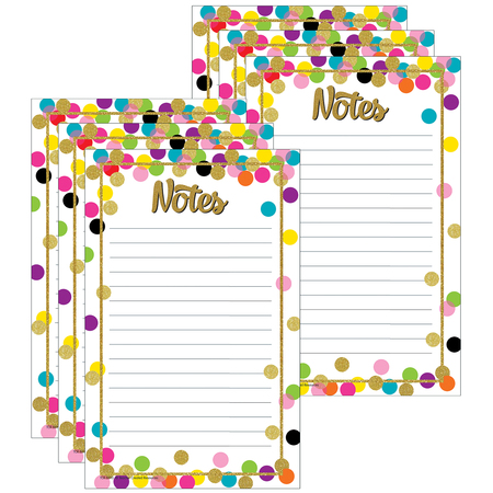 TEACHER CREATED RESOURCES Confetti Notepad, 5in x 8in, 50 Sheets Per Pad, PK6 TCR8893